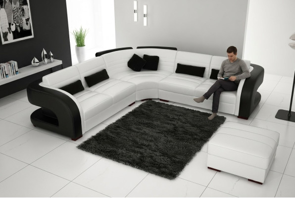 LEDERSOFA Design WOHNLANDSCHAFT COUCH GARNITUR POLSTERECKE ECKCOUCH SOFA Bergamo
