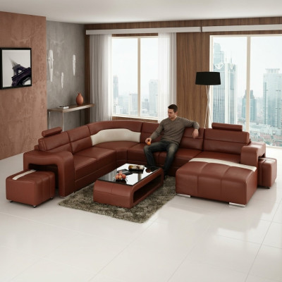 Wohnlandschaft Couch Polster Eck Garnitur Designer Ledersofa Big Sofa Neu PISA