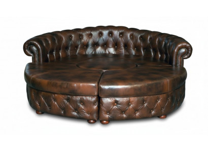 Chesterfield Rundsofa Ledersofa Runde Sofa XXL Wohnlandschaft Eckcouch Ecksofa