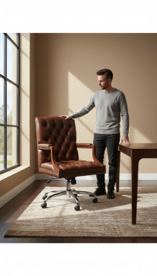 Chesterfield Bürostuhl Drehstuhl Büro Sessel Ledersessel KING Drehsessel Neu