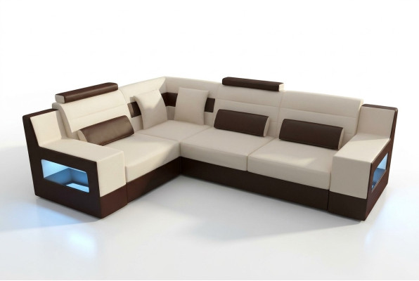 Wohnlandschaft Sofa Couch Polster Ecke Ecksofa Garnitur Textil Stoff Leder Sofas