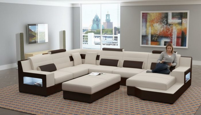 Wohnlandschaft Ecksofa Sofa Couch Polster Garnitur Ledersofa Schlafsofa Sofort