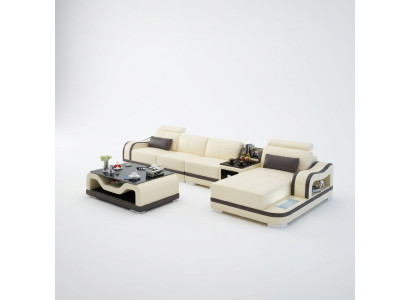 Sofa Ledersofa Couch Modern Wohnlandschaft Ecksofa Eck Garnitur Design