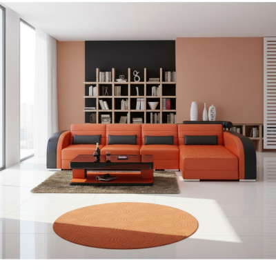 Big Couch Sofa Wohnlandschaft Polster Eck Leder Sofa Garnitur Couchen Bergamo