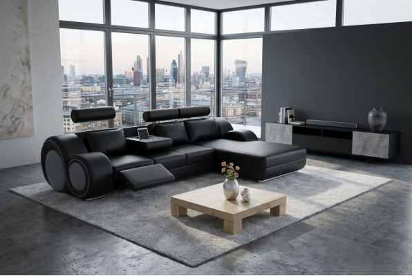 Designer Garnitur Wohnlandschaft Eckcouch Couch Sofa Polster Ledersofa Sofas Neu