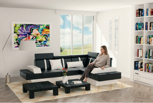 Designer Wohnlandschaft Eckcouch Neu Couch Sofa Polster Ledersofa Sofas Garnitur