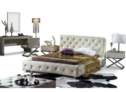 Elegantes Designer Bett Betten Lederbett Chesterfield Polsterbett Ehebett Neu