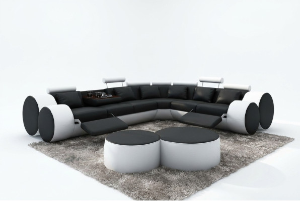 Ecksofa Sofa Couch Polster Wohnlandschaft Leder Eck Sofas Garnitur L Form Madrid