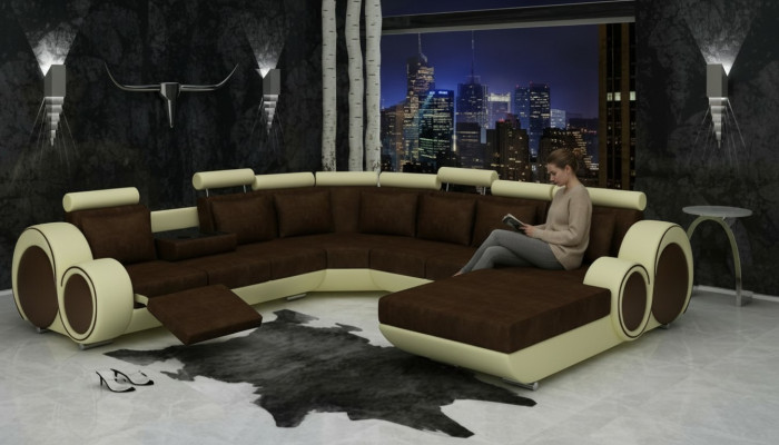 TEXTIL SOFA XXL WOHNLANDSCHAFT STOFF COUCH BIG SOFA POLSTERECKE ECKSOFA NEU