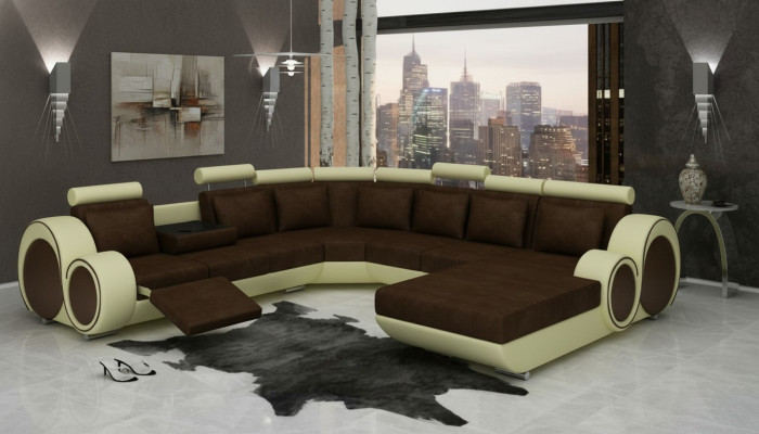 TEXTIL SOFA XXL WOHNLANDSCHAFT STOFF COUCH BIG SOFA POLSTERECKE ECKSOFA NEU