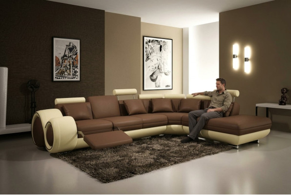 LEDERSOFA DESIGNER LEDERCOUCH ECKSOFA GARNITUR SOFA WOHNLANDSCHAFT NEU SCHWARZ