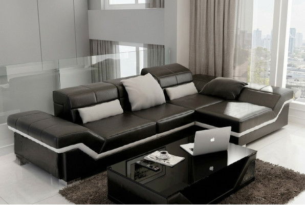 Ecksofa Sofa Couch Polster Wohnlandschaft Leder Eck Sofas Garnitur L Form NYIII