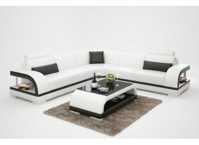 Ledersofa Couch Wohnlandschaft Ecksofa Eck Garnitur Design Modern Sofa G8011B