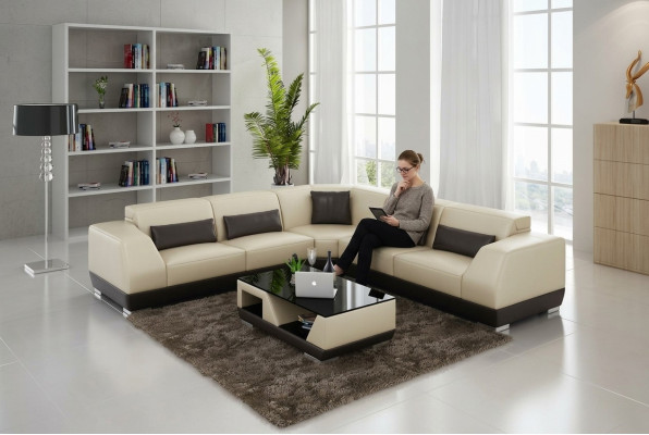 Ledersofa Couch Wohnlandschaft Sofa Ecksofa Eck Garnitur Modern Design