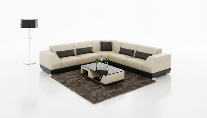 Ledersofa Couch Wohnlandschaft Sofa Ecksofa Eck Garnitur Modern Design