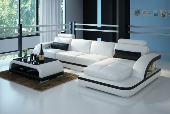 Ledersofa Couch Wohnlandschaft Ecksofa Eck Garnitur Design Modern Sofa G8011C