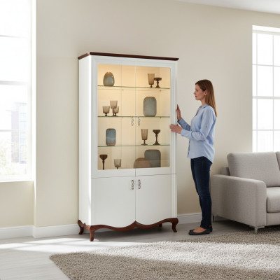 Massivholz Echtholz Handarbeit Klassische Vitrine Vitrinen Schrank Vitrinen MIW2