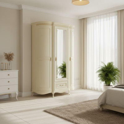 Klassische Schränke Schrank Schrankwand Kleiderschrank mit Spiegel VSchrank-3D-G
