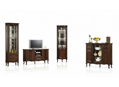4tlg Wohnzimmer Möbel Set Italienischer Stil Kommode Vitrine RTV Chippendale