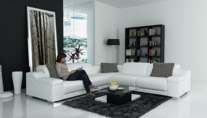 Wohnlandschaft Polster Ecke Eck Sofa Sitz Couch Garnitur Landschaft Leder 2711D