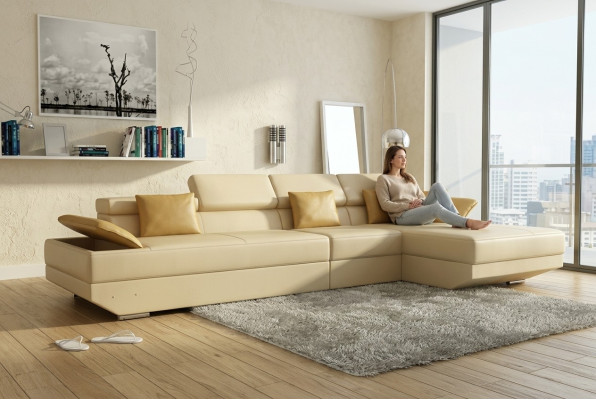 Wohnlandschaft Polster Ecke Eck Sofa Couch Garnitur Landschaft Leder - 2719C Neu