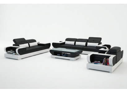 Sofagarnitur Couch Polster Leder Sitz Garnitur 3+2+1 Set Modernes Sofa Detmold