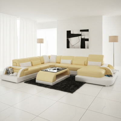 Wohnlandschaft Couch Polster Eck Garnitur Designer Ledersofa Big Sofa Couchen
