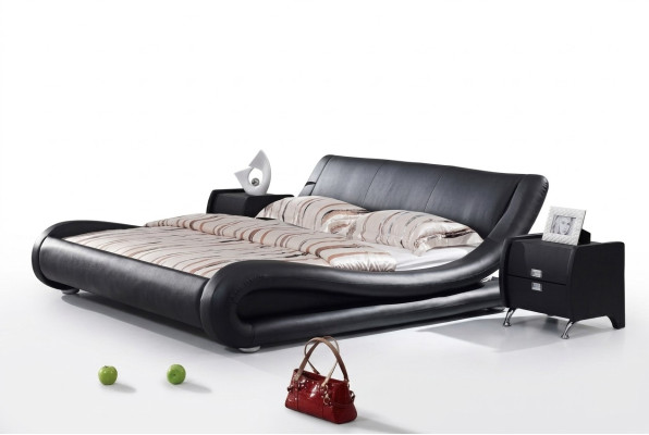 XXL Doppelbett Lederbett Bett Betten Leder Leder Polster Ehe Designer Neu