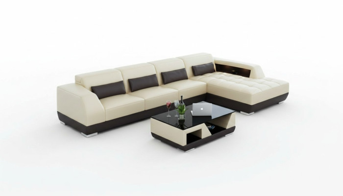 Ledersofa Couch Wohnlandschaft Ecksofa Eck Garnitur Design Modern Sofa G8024C
