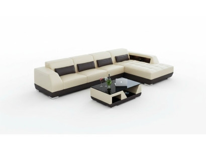 Ledersofa Couch Wohnlandschaft Ecksofa Eck Garnitur Design Modern Sofa G8024C