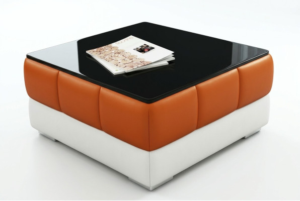 Designer Couchtisch Polster Tisch Leder Glas Tische Glastische #SBA1A