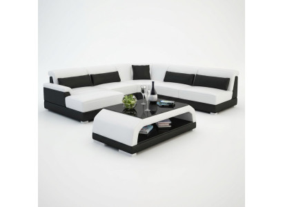 Designer Couchtisch Polster Tisch Leder Glas Moderner Tische 6108