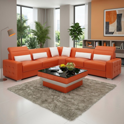 Designer Couchtisch Polster Tisch Leder Glas Moderner Tische #8009