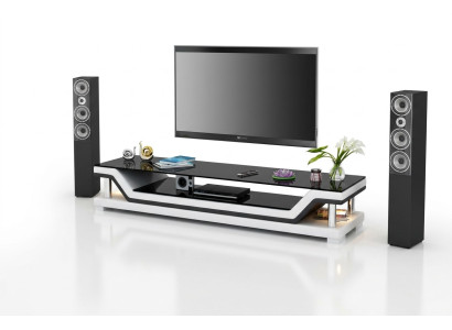 RTV TV Sideboard Leder Glas Tisch Fernseh Schrank Tisch Designer 3009