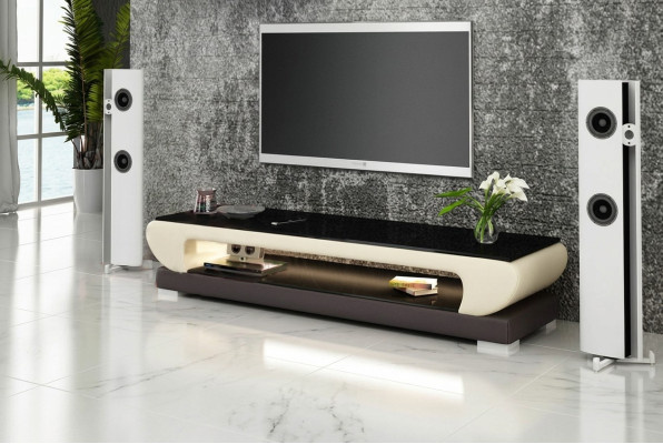 RTV TV Sideboard Leder Glas Tisch Fernseh Schrank Tisch Designer 403