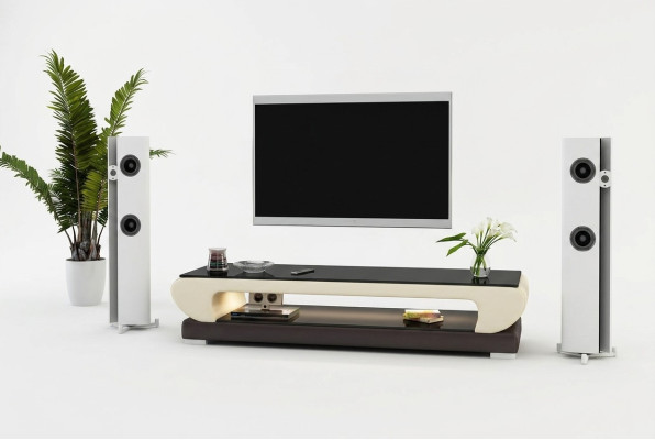 RTV TV Sideboard Leder Glas Tisch Fernseh Schrank Tisch Designer 403
