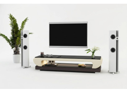 RTV TV Sideboard Leder Glas Tisch Fernseh Schrank Tisch Designer 403