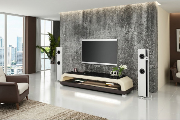RTV TV Sideboard Leder Glas Tisch Fernseh Schrank Tisch Designer 6108