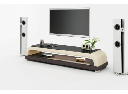 RTV TV Sideboard Leder Glas Tisch Fernseh Schrank Tisch Designer 6108