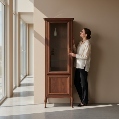Schrank Echtes Holz Massivholz Klassische Vitrine Vitrinenschrank-Model PR-W 1-2