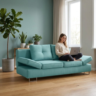 3 Sitz Sofa Couch Textil Polster Stoff Garnitur BEttfunktion Schlafsofa Neu