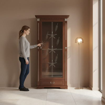 Klassische Vitrine Vitrinenschrank Vitrinen Glasschrank Schrank Kolonial OW1A 