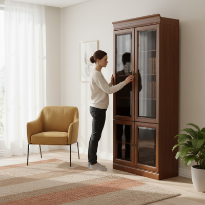 Klassische Schränke Vitrine Vitrinenschrank Glas Schrank Schrankwand Model BA-4