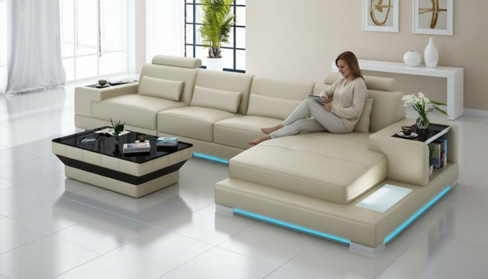Ledersofa Couch Wohnlandschaft Ecksofa Eck Modern Sofa Design Garnitur