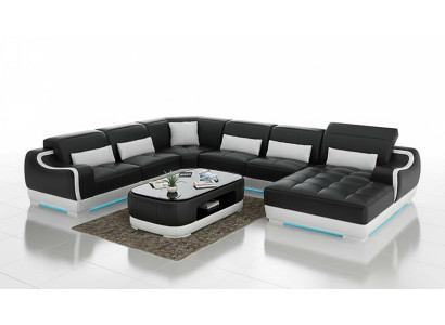 Ledersofa Polster Sitz Eck Sofa Garnitur Wohnlandschaft Wohnzimmer Couch G8025