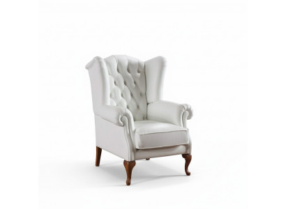 Chesterfield Ohrensessel Sessel Polster Fernseh Büro Couch Echtes Leder CL-F3