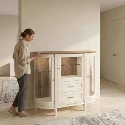 Klassische Kommode Vitrine Kommoden Vitrinenschrank Kommodenschrank FL-KBsz