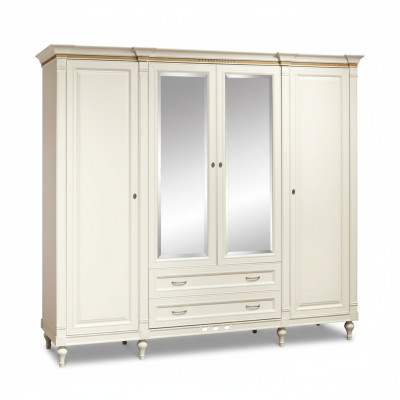 Klassischer Schrank Kleiderschrank Massiv Landhaus Großer Spiegelschrank FL-D4