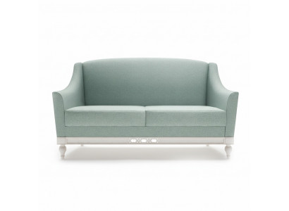 Chippendale Sofa 2 Sitzer Landhaus Stoffsofa mit Holz Designer Garnitur FL-2Siz