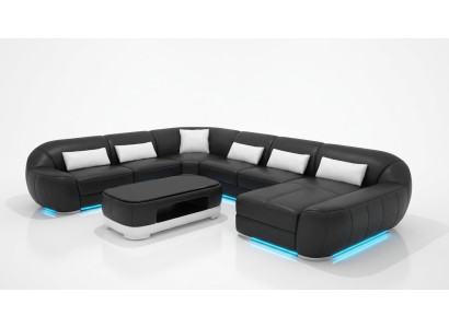 Ledersofa Couch Wohnlandschaft Ecksofa Eck Garnitur Design Modern Sofa G8022